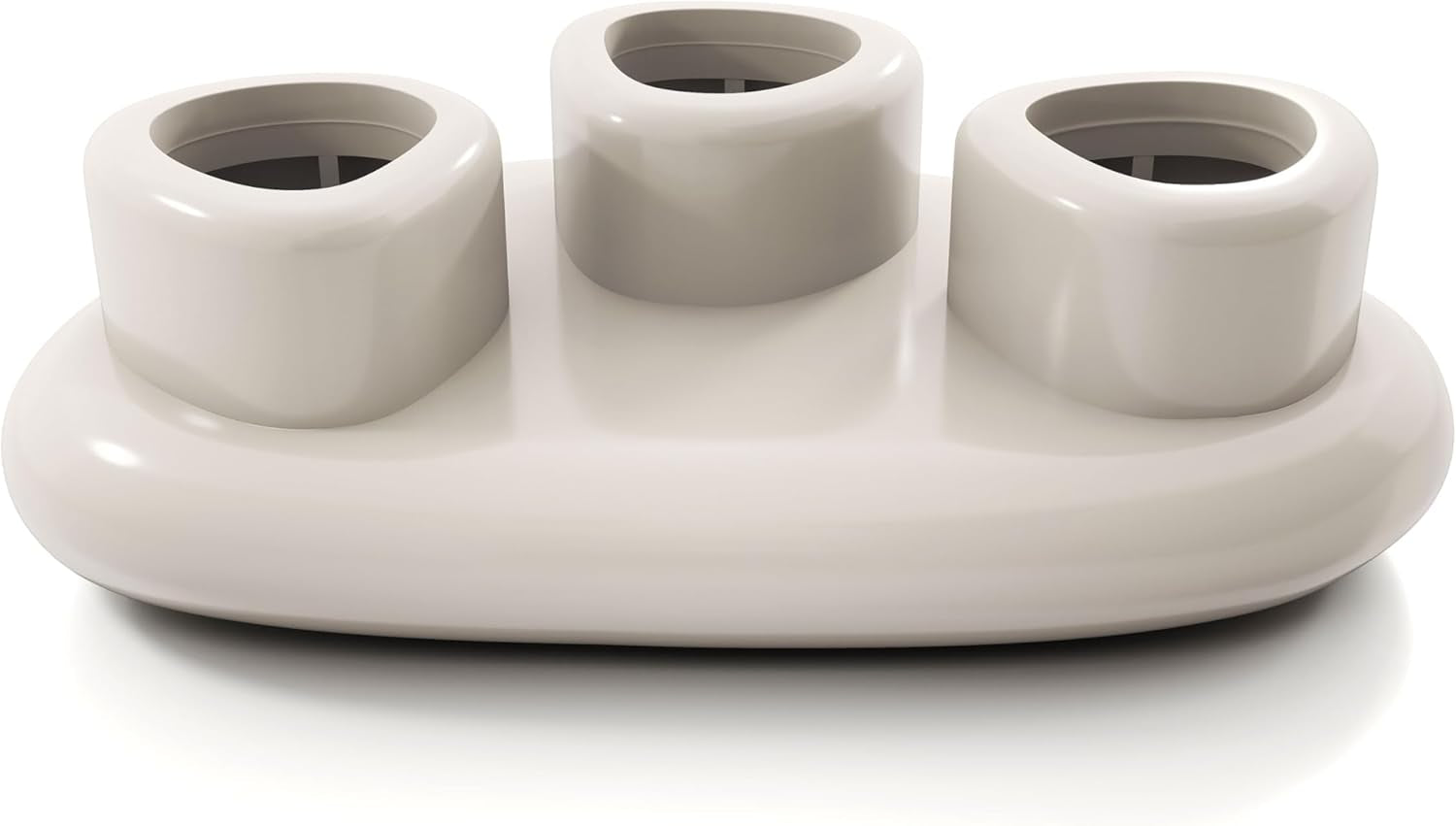 Kavren Modern 37-Inch Oval Glossy Low Profile Coffee Table, Stone Shape Living Room Furniture for Small Space, Ivory