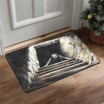 Halloween Door Mat Entryway Rug Black Crow Sitting at Night Welcome Matt Front Porch Rugs Doormat Outdoor Entrance Outdoor Rug Welcome Floor Mats, 18" X 30"Inch
