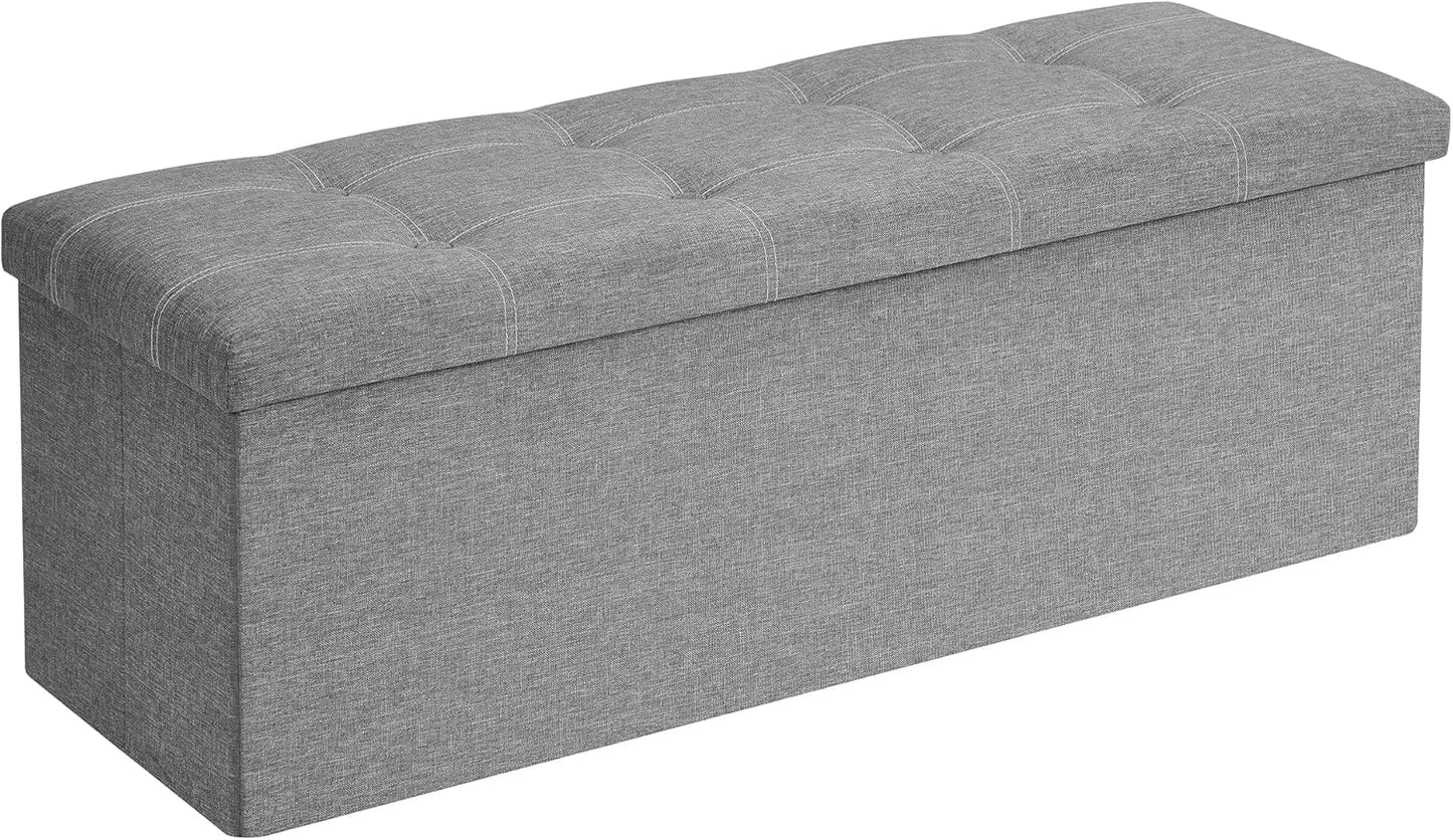 Mazie Collection - 43 Inches Ottoman Storage Bench, 35 Gal. Folding Chest with Breathable Linen-Look Fabric, Load up to 660 Lb, for Entryway, Living Room, Bedroom, Dark Gray ULSF077G04