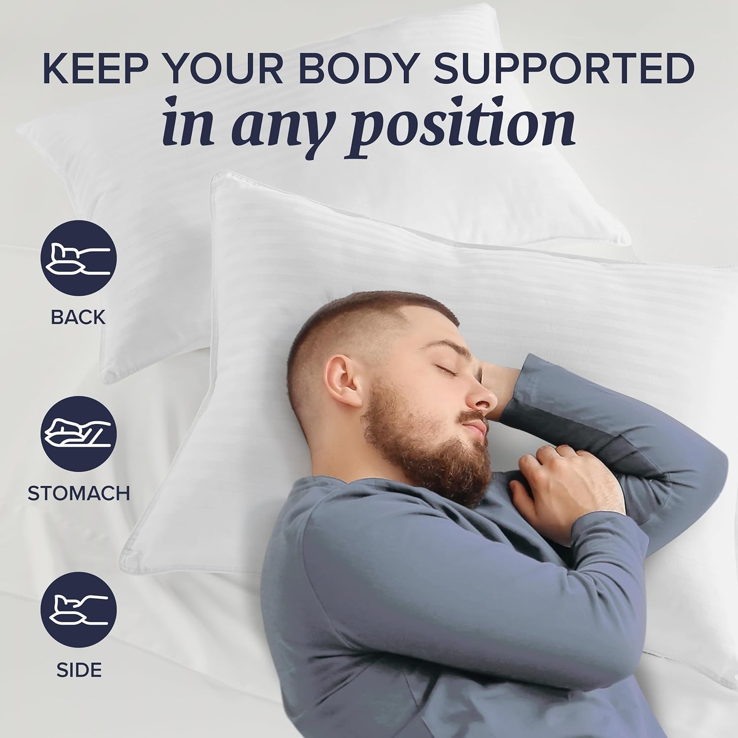 Bed Pillows King Size Set of 2 - down Alternative Pillow for Back, Stomach or Side Sleepers