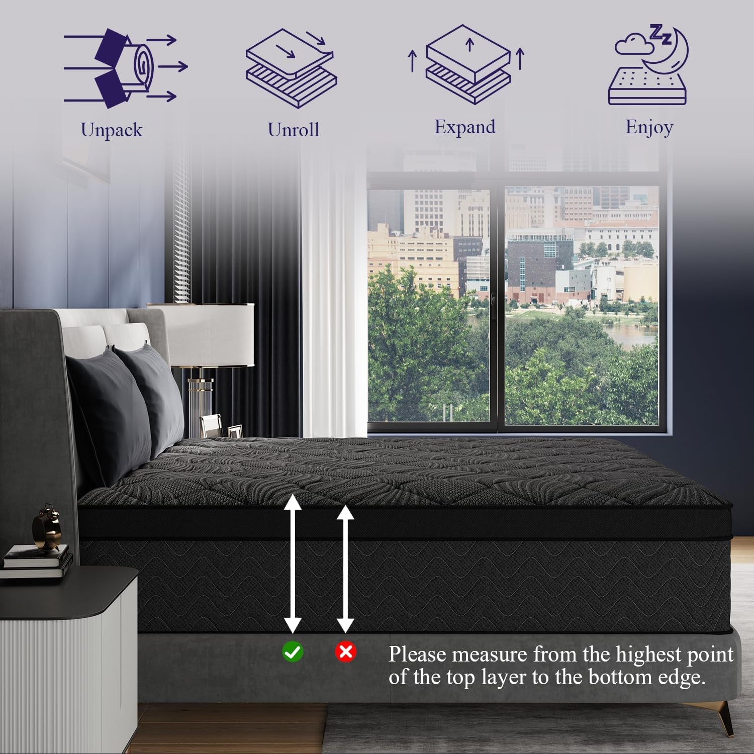 King Size Mattress, 12 Inch Luxury Hybrid King Mattress in a Box, Medium Firm Mattresses with Cooling Gel Memory Foam & Pocket Springs, Double Additional Support, 365-Night Trial
