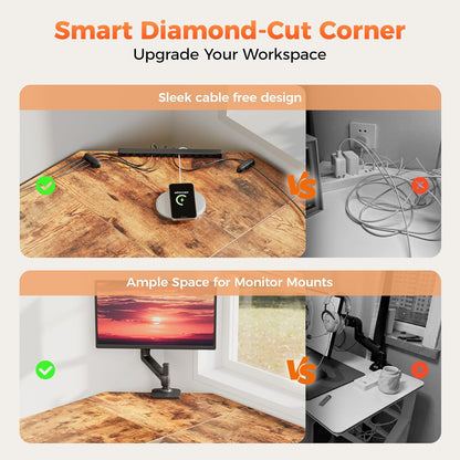 Modern L-Shaped Computer Desk with Storage Shelves & Drawer, 66" Corner Home Office Desk, Large Gaming Desk with RGB Lights & Power Outlets, Workstation for Gaming & Work, Modern Black