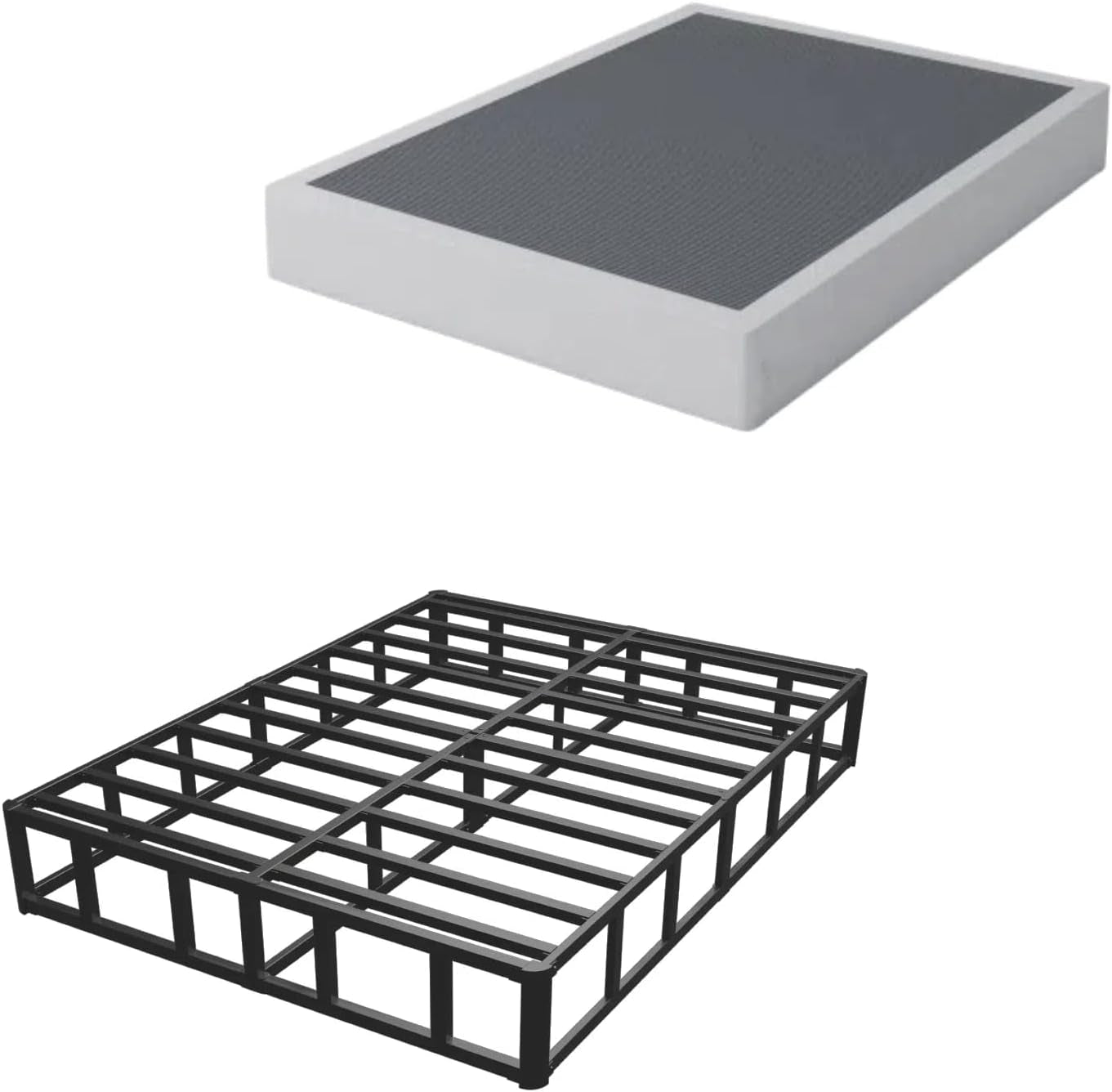 Box Springs King Size 9 Inch, Heavy Duty Metal Frame Mattress Foundation with Easy Clean Cover, Noise Free, Easy Assembly
