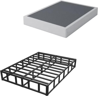 Box Springs King Size 9 Inch, Heavy Duty Metal Frame Mattress Foundation with Easy Clean Cover, Noise Free, Easy Assembly