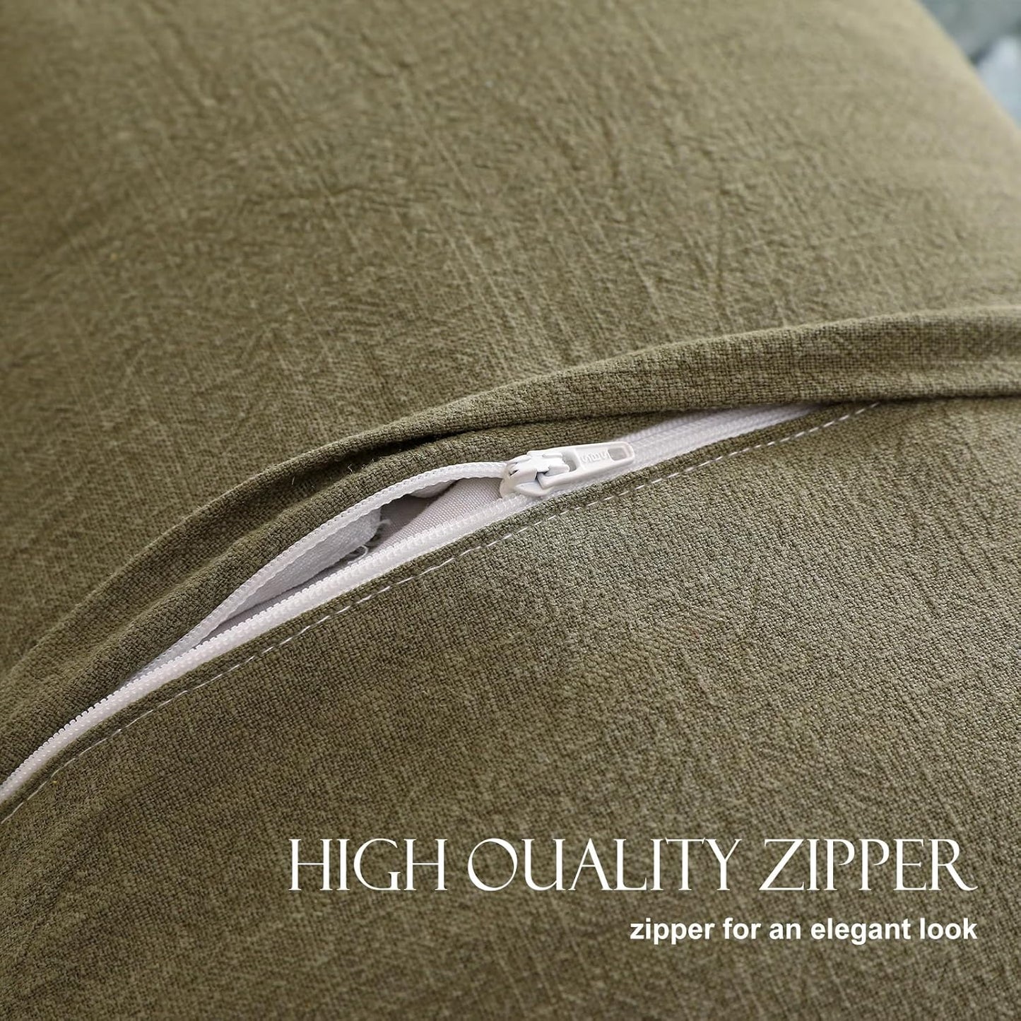 Green Shabby Chic Decorative Throw Pillow Covers 18X18 Set of 2,Farmhouse Linen Pillow Covers with Ruffles,Square Sturdy Throw Pillow Case for Couch Sofa Bed Living Room