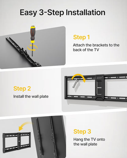 Heavy Duty Tilt TV Wall Mount for 43–100" Large Flat & Curved Tvs, Holds 200 Lbs, Ultra Slim Low Profile Bracket with 8° Tilt, Fits 16"/18"/24" Wood Studs, Max VESA 800X600, 4× Load Tested