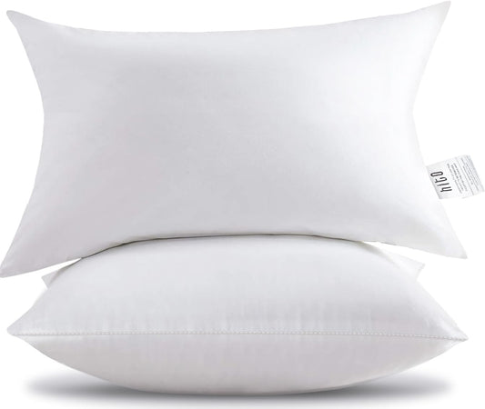 12X20 Pillow Inserts (Set of 2)- 100% Cotton Covering down Alternative Throw Pillows White for Couch Bed Sofa