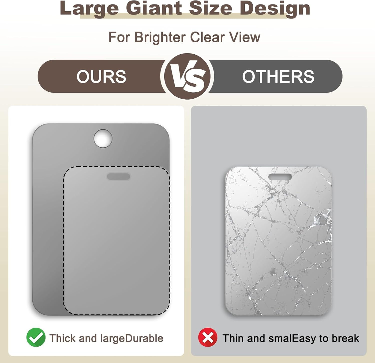 Shower Mirror Fogless for Shaving Anti-Fog Frameless Wall Hanging Makeup,11.81" L X 7.87" W,Dimgrey