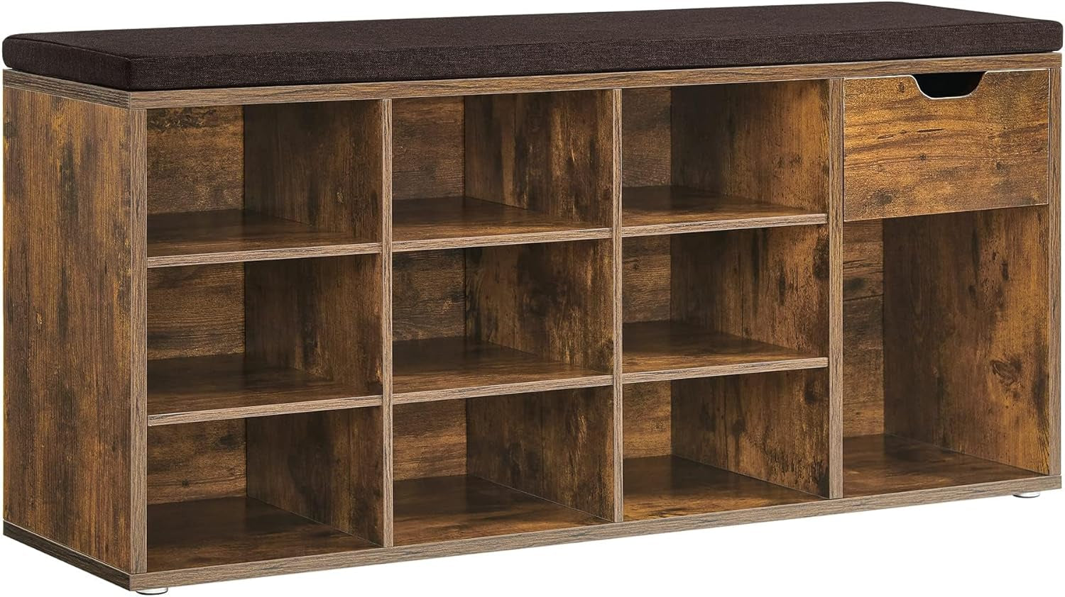 CUSTOS Collection - Shoe Bench, Storage Bench with Padded Seat, Entryway Bench with 15 Compartments, for Bedroom, 11.8 X 40.9 X 18.9 Inches, White and Gray ULHS24WT