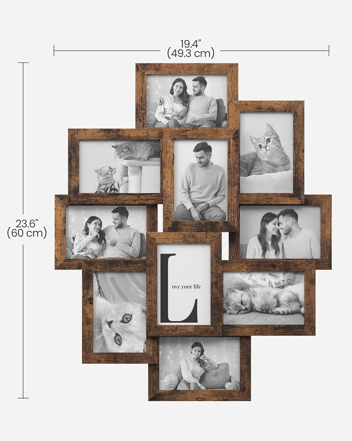 4X6 Collage Picture Frames, 10-Pack Photo Collage Frame for Wall Decor, Glass Front, Assembly Required, Rustic Brown URPF020X02