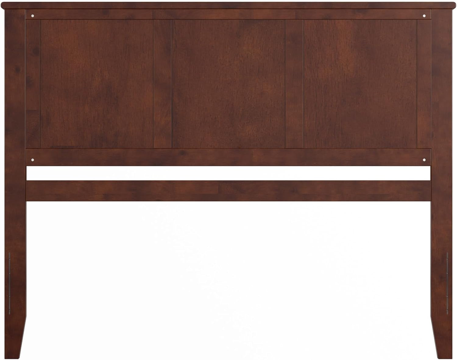 , Madison Queen Solid Wood Panel Headboard with Attachable Charger, Walnut