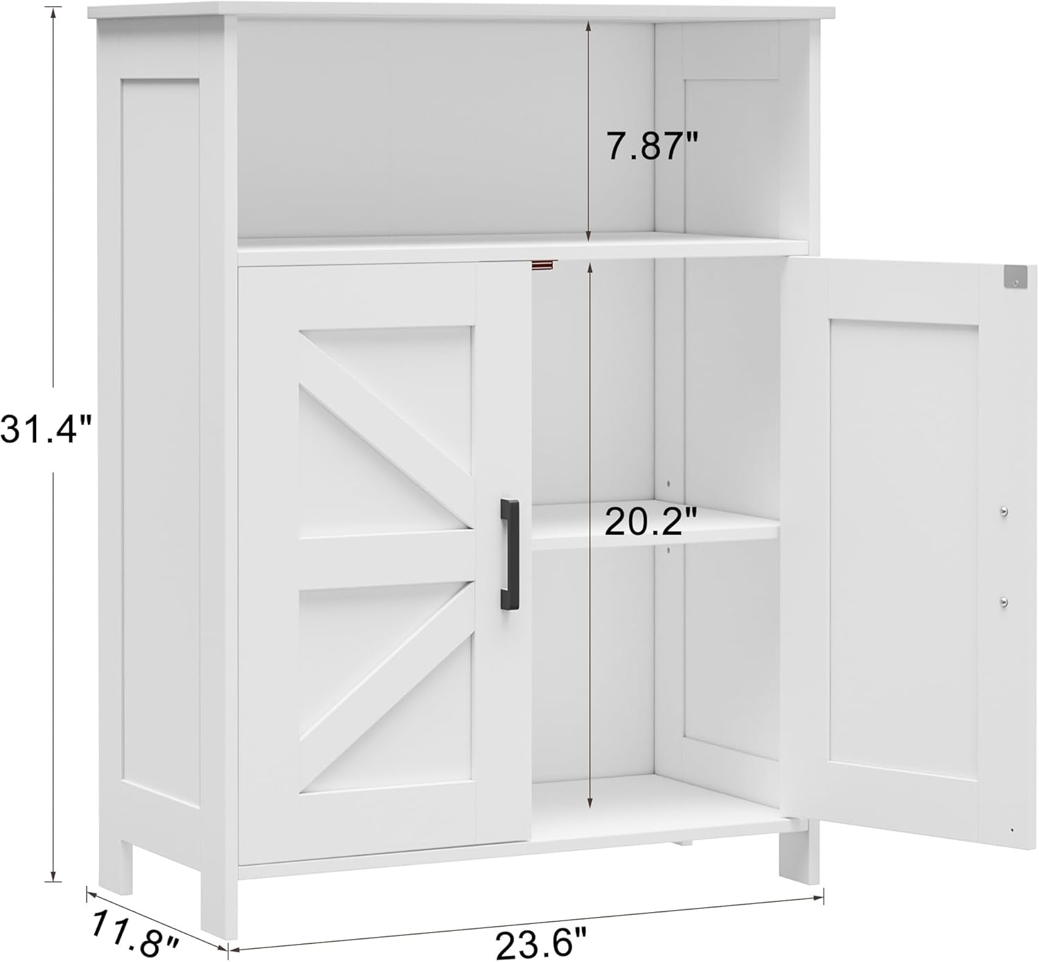 Bathroom Storage Cabinet, Freestanding Bathroom Floor Cabinet with Adjustable Shelf, Small Cabinet for Kitchen/Living Room/Laundry Room, 11.8 X 23.6 X 31.5 Inches, White