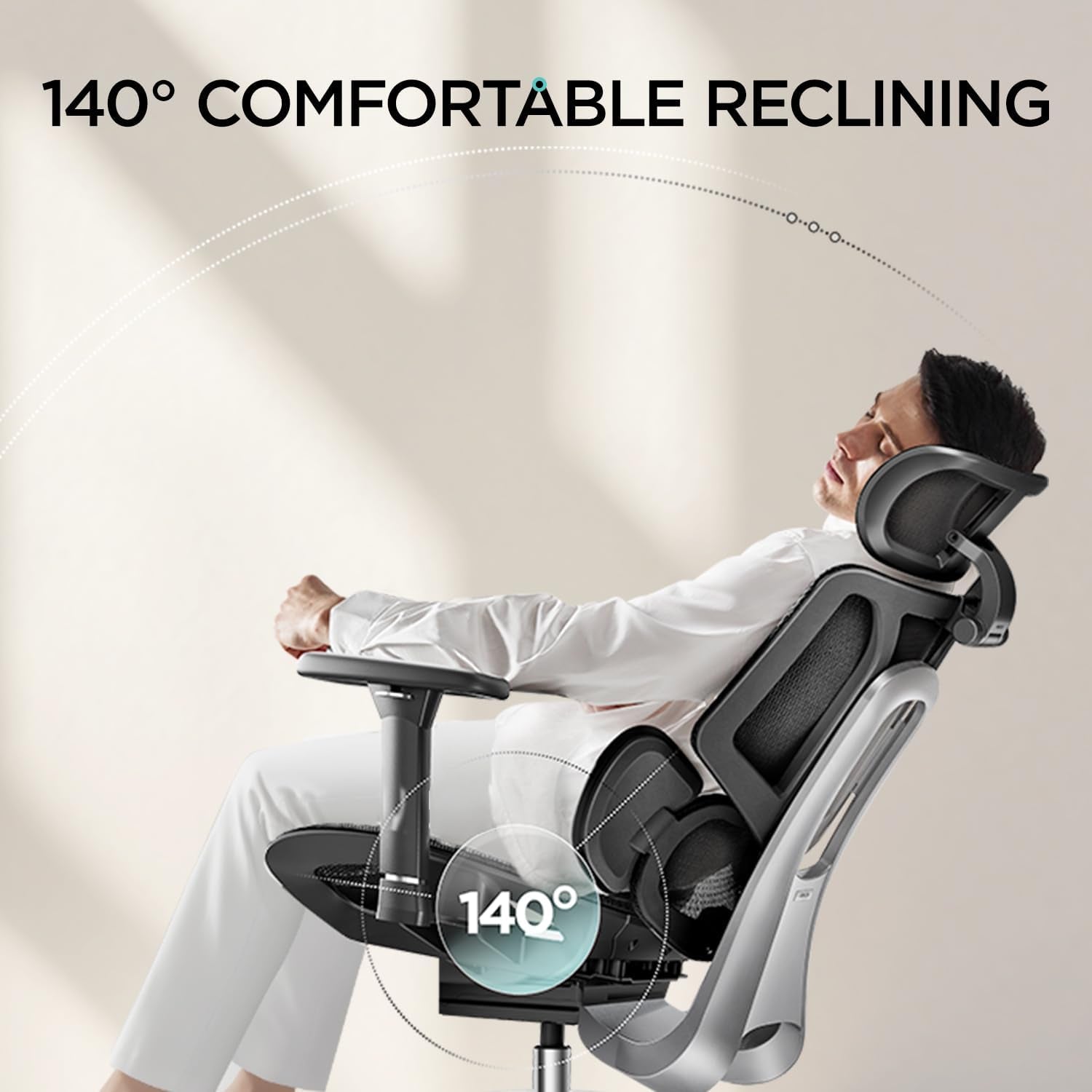 E3 Air Ergonomic Office Chair, Big and Tall Office Chair - with 3-Zone Dynamic Lumbar Support, 3D Adjustable Headrest, 3D Adjustable Armrests, Swivel, Black(No Footrest)