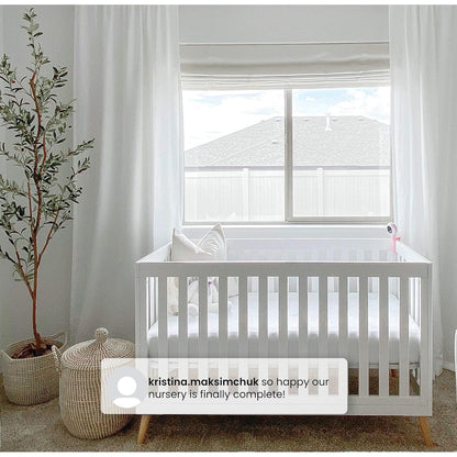 Essex 4-In-1 Convertible Baby Crib, Bianca White with Natural Legs