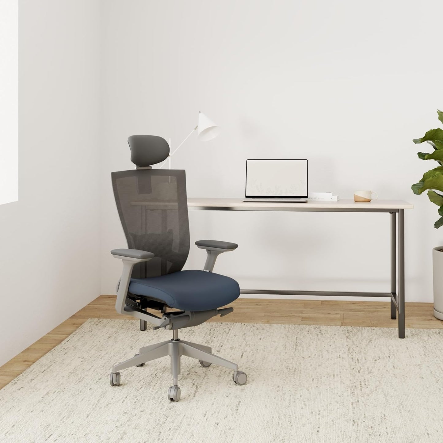 T50 Ergonomic Home Office Chair : High Performance, Adjustable Headrest, 2-Way Lumbar Support, 3-Way Armrest, Forward Tilt, Adjustable Seat Depth, Ventilated Mesh Back, Cushion Seat (Beige)