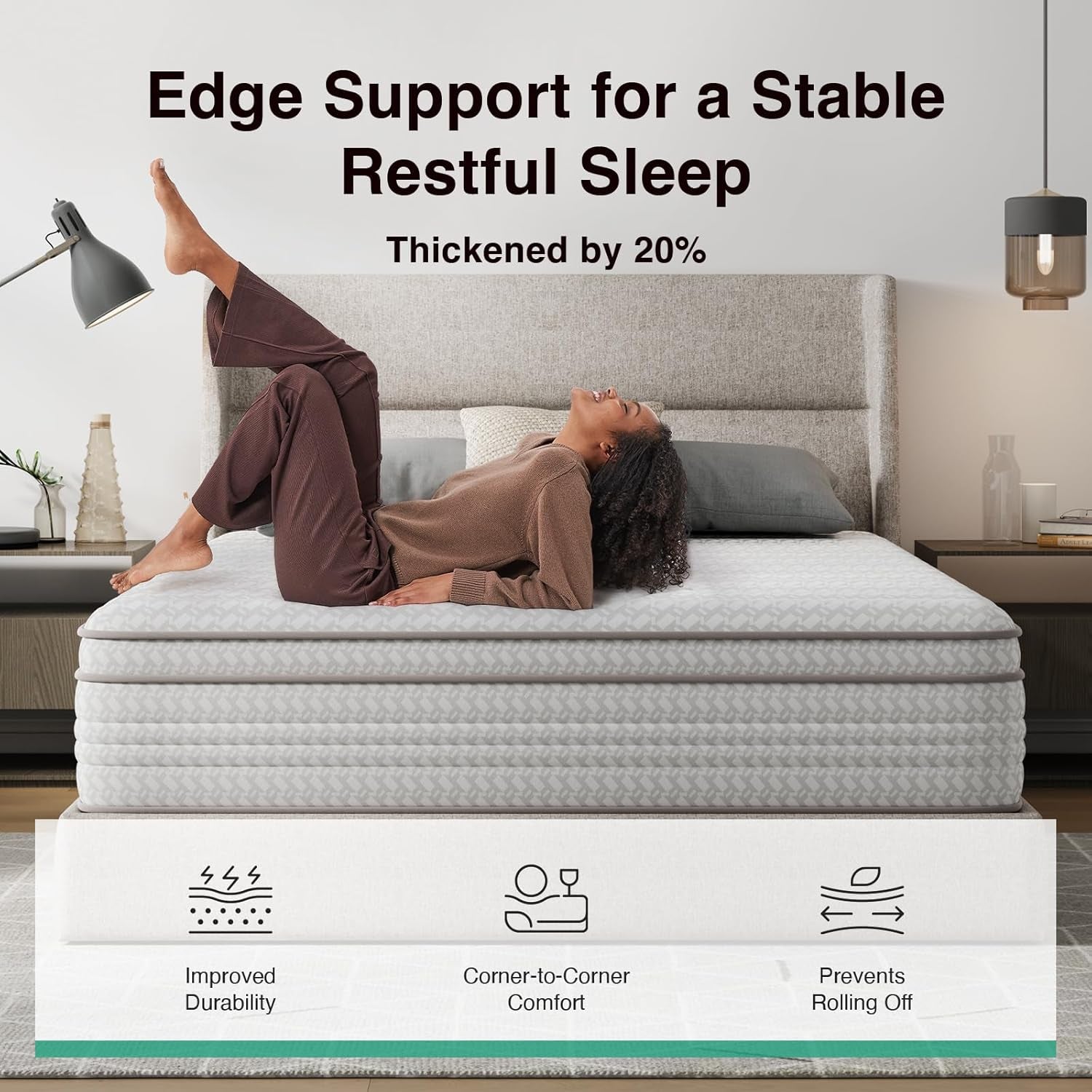 10 Inch Queen Size Mattress in a Box, Hypoallergenic & Back Pain Relief, Hybrid Queen Mattresses with Smarts Coils, Fiberglass Free Certipur-Us Certified Colchones No Box Spring Needed