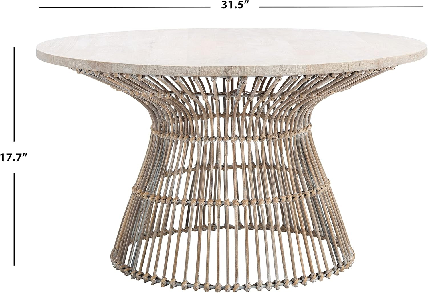 Home Collection Whent Coastal Grey White Wash and Black round Coffee Table