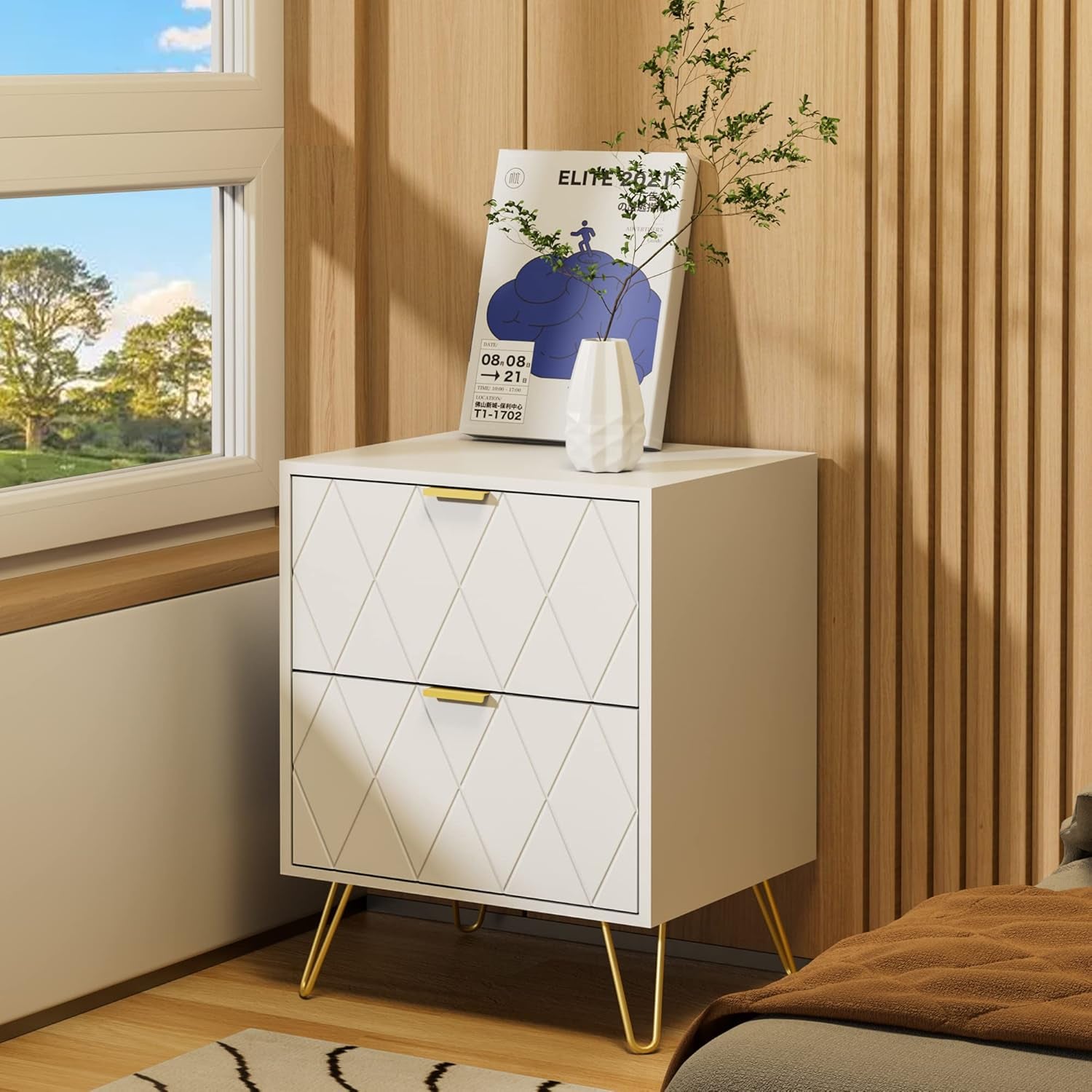 Modern Nightstands and 9 Drawer Dresser Sets Bedside Table Set Bedroom Set 3-Piece White