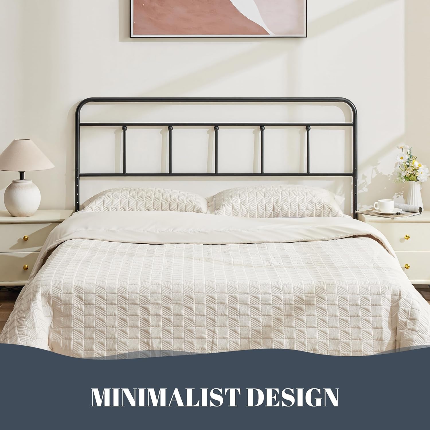 Metal Headboard Queen Size, Sturdy and Durable Iron Queen Headboard Only Adjustable Height from 34” to 44”, Victorian Vintage Bed Headboards, Farmhouse Head Board, Bed Frame Mount Black