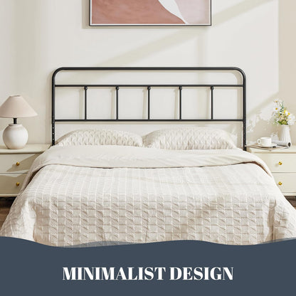 Metal Headboard Queen Size, Sturdy and Durable Iron Queen Headboard Only Adjustable Height from 34” to 44”, Victorian Vintage Bed Headboards, Farmhouse Head Board, Bed Frame Mount Black