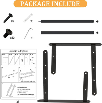 Double Towel Racks for Bathroom, Towel Shelf with Double Towel Bar 24 Inch, Towel Rack with Shelf for Bathroom, Stainless Steel Towel Holder Wall Mounted, Towel Storage for Bathroom Lavatory Black