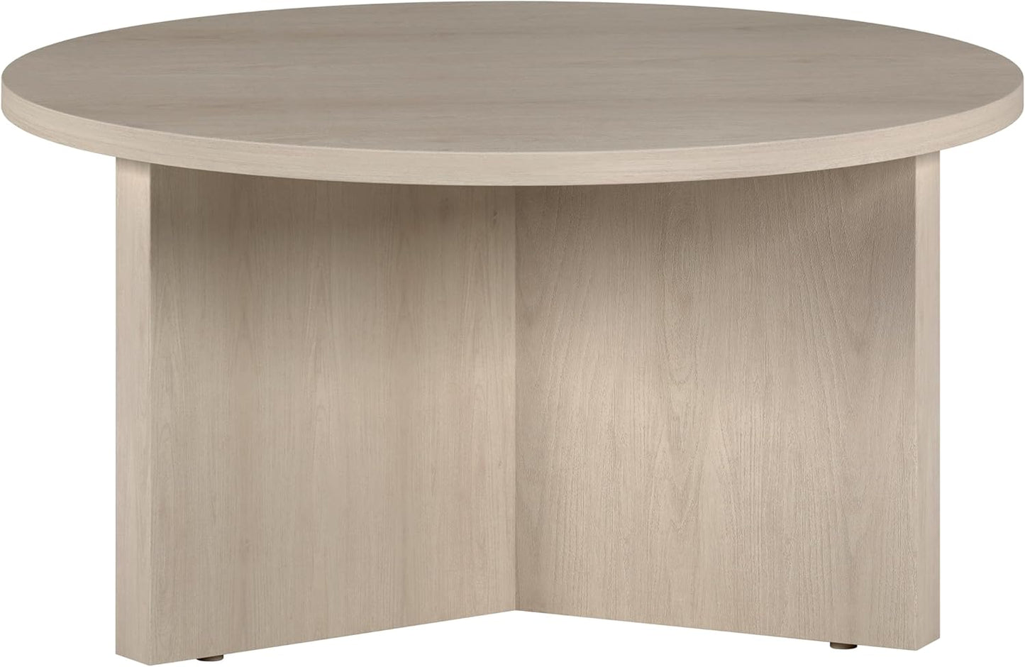 32" round Wood Pedestal Coffee Table for Living Room, Family Room, Office, or Apartment, Alder White