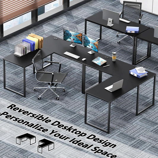 Mission 55 X 60 Inches L-Shape Home Office Computer Desk, Black