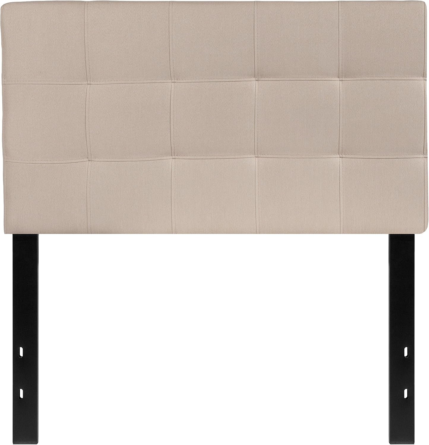 Bedford Box Stitch Tufted Upholstered Twin Size Headboard in Beige Fabric