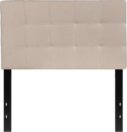 Bedford Box Stitch Tufted Upholstered Twin Size Headboard in Beige Fabric