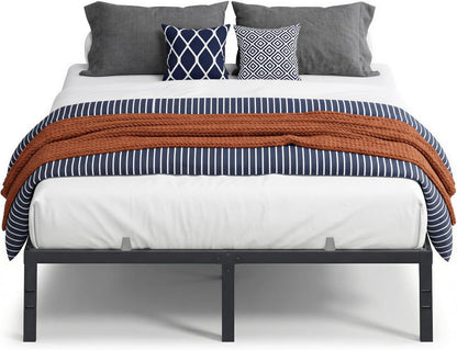 VASAGLE Queen Metal Bed Frame 14 Inches Tall, 1100 Lb Weight Capacity, No Box Spring Needed, with Under-Bed Storage, Easy Setup, Heavy-Duty Platform Bed, Mattress Retainers, Matte Black URMB651BD02S