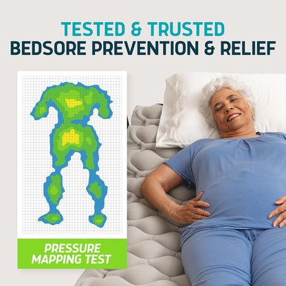 Alternating Air Pressure Mattress Pad with Static Mode & Flocking Add-On - Comfortable Bed Sore Prevention - Includes Mattress Topper for Hospital Bed or Home & Quiet Pump - Doctor Recommended