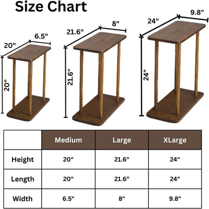 Rectangular Solid Pine Wood Narrow Side Table, Skinny Bedside Table, Small End Table (Dark Walnut, Medium)