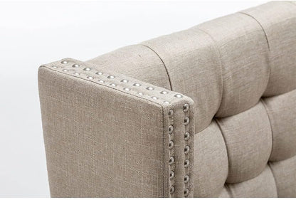 Modern Loveseat Settee Bench Sofa Couch, Upholstered Banquette Dining Bench with Back for Dining Living Room Hallway or Entryway Seating,Putty