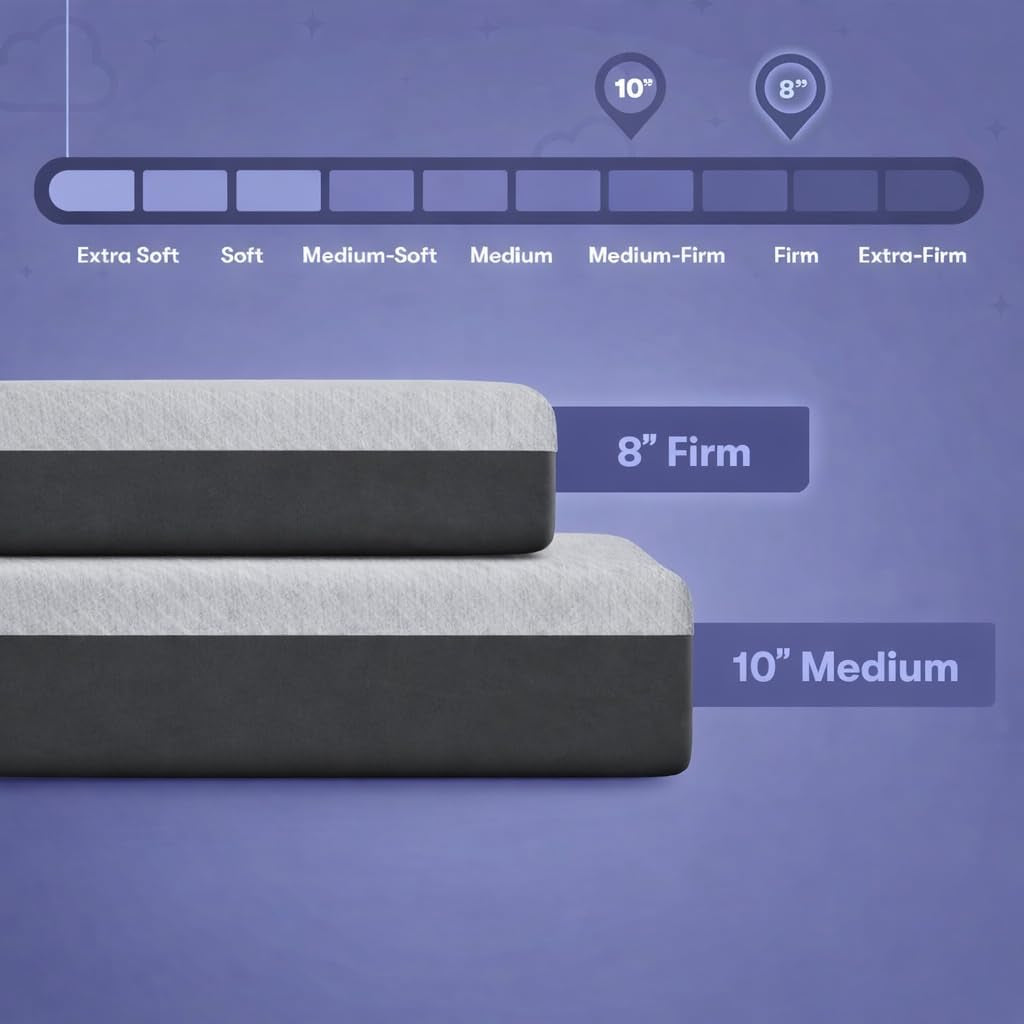 10 Inch RV Short Queen Mattress, Made in the USA, Certipur-Us®, Oeko-Tex®, and Fiberglass-Free™ Certified Cooling Memory Foam Camper Bed - Medium