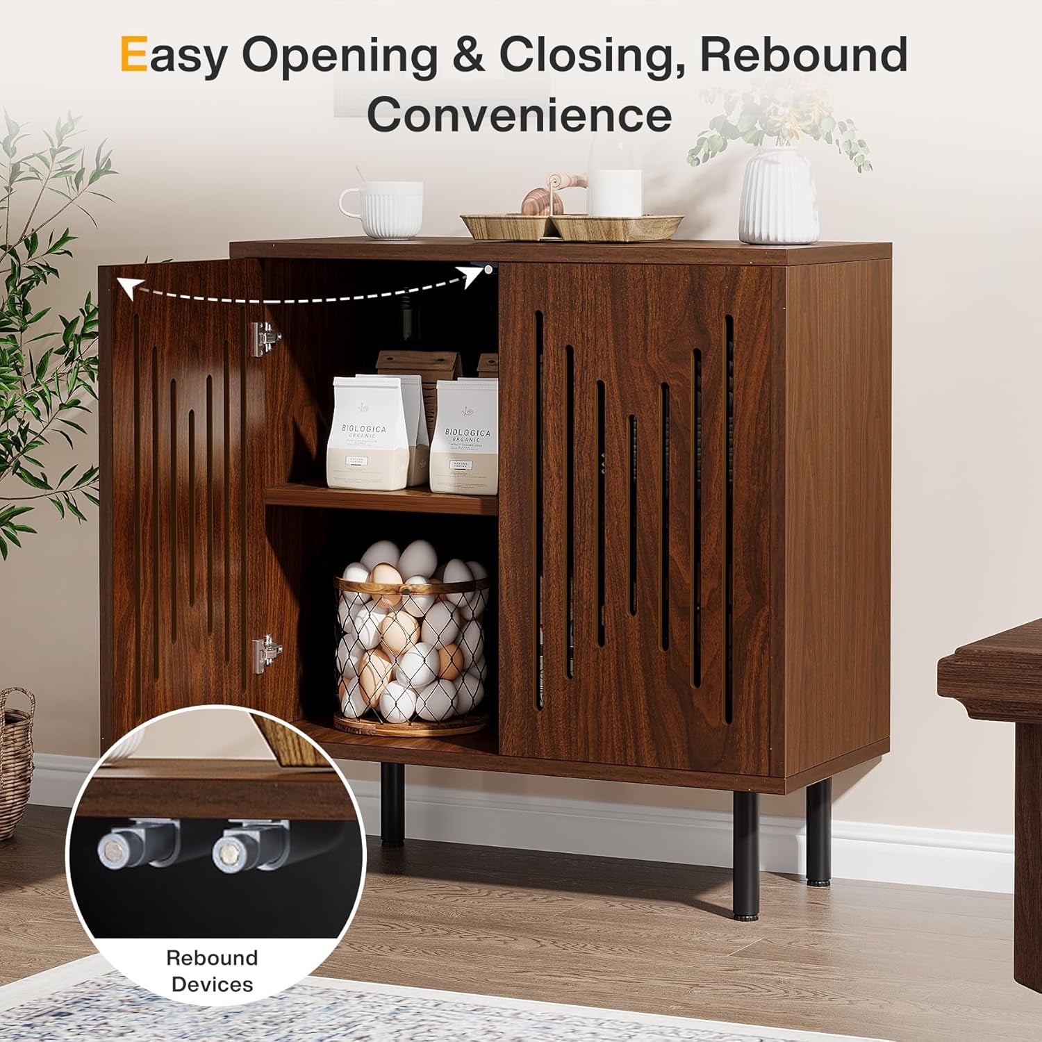 Set of 2 Sideboard Buffet with Storage, 59" Buffet Sideboard Cabinet with Adjustable Shelves, Accent Storage Cabinet for Living Room, Dark Brown