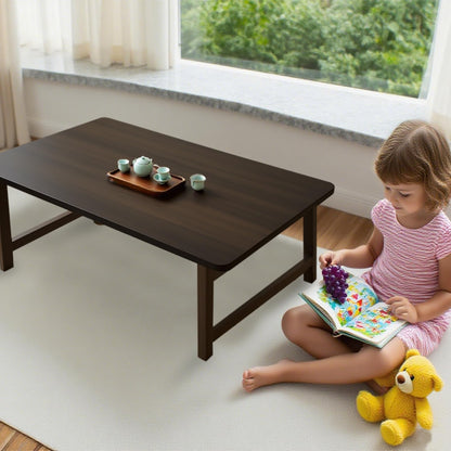 Japanese Folding Floor Table Foldable Coffee Tables Wood Low Desks Versatile for Sitting Dining Table Tea Tatami Desk No Assembly Unique (31.5 * 19.7 * 11.8 Inch)