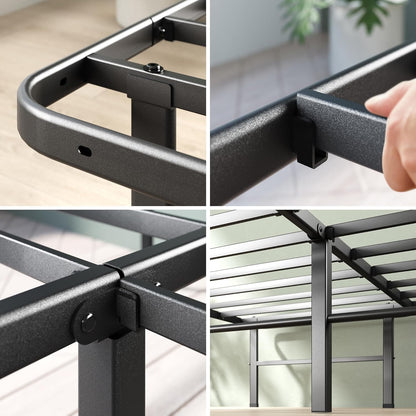 Rumi 14In Queen Metal Bed Frame, Quick Assembly Smartbase® Mattress Foundation, Heavy Duty Sturdy Steel with No Box Spring Needed, Eco-Friendly Packaging, Black