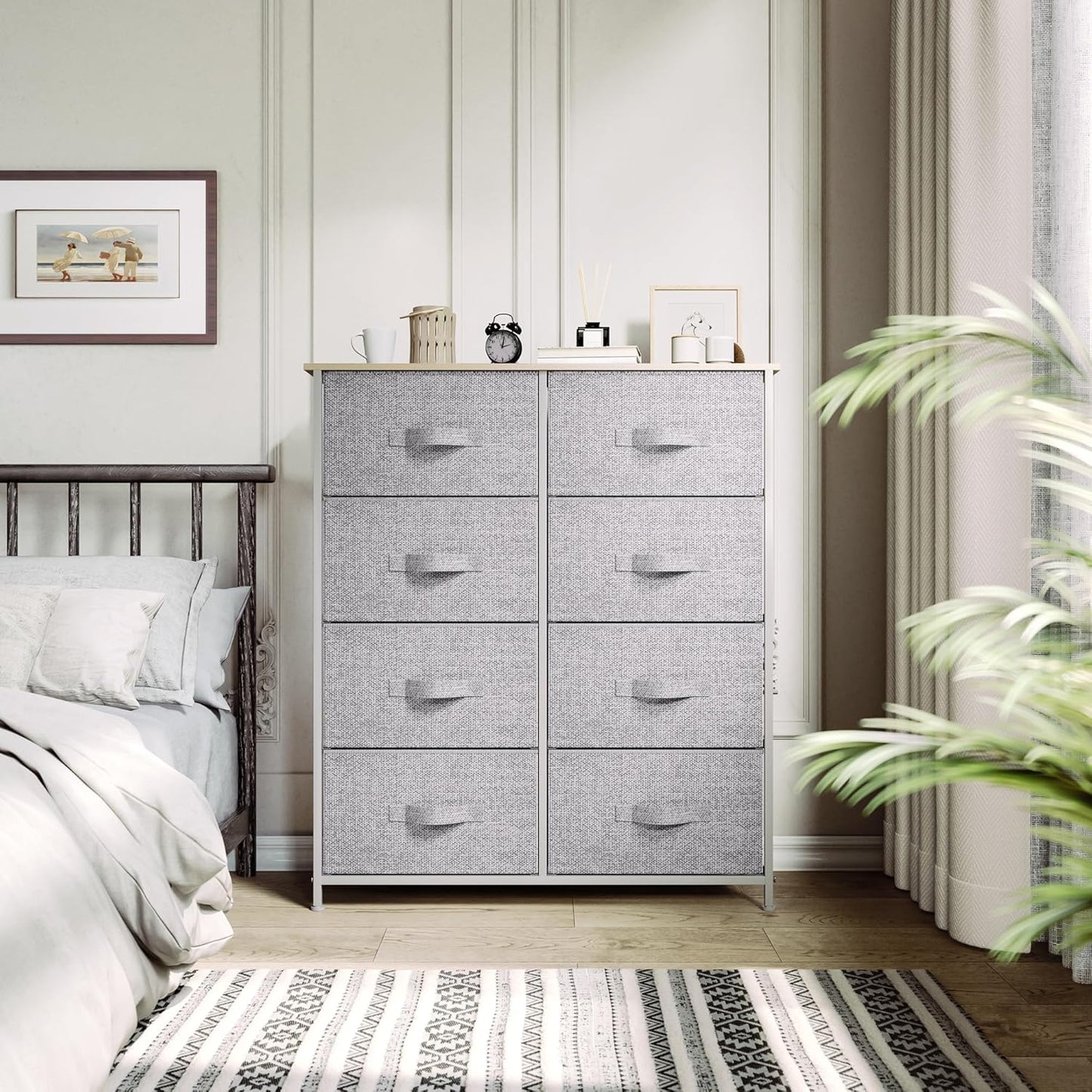 8 Drawers Dresser - Fabric Storage Tower, Organizer Unit for Room, Living Room & Closets - Sturdy Steel Frame, Easy Pull Fabric Bins & Wooden Top