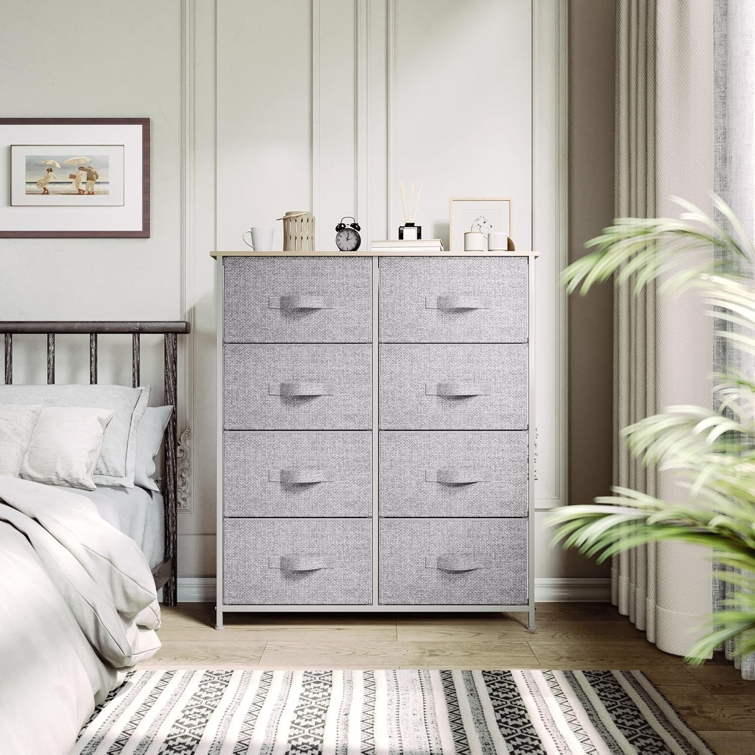 8 Drawers Dresser - Fabric Storage Tower, Organizer Unit for Room, Living Room & Closets - Sturdy Steel Frame, Easy Pull Fabric Bins & Wooden Top
