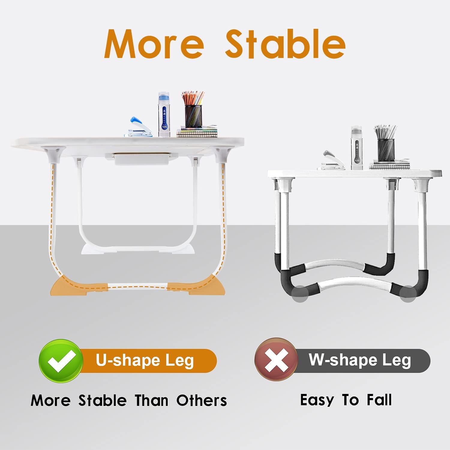 Laptop Bed Desk Tray Bed Table, Foldable Portable Lap Desk Notebook Stand Reading Holder with Storage Drawer and Cup Holder for Eating Breakfast on Bed/Couch/Sofa-White Oak