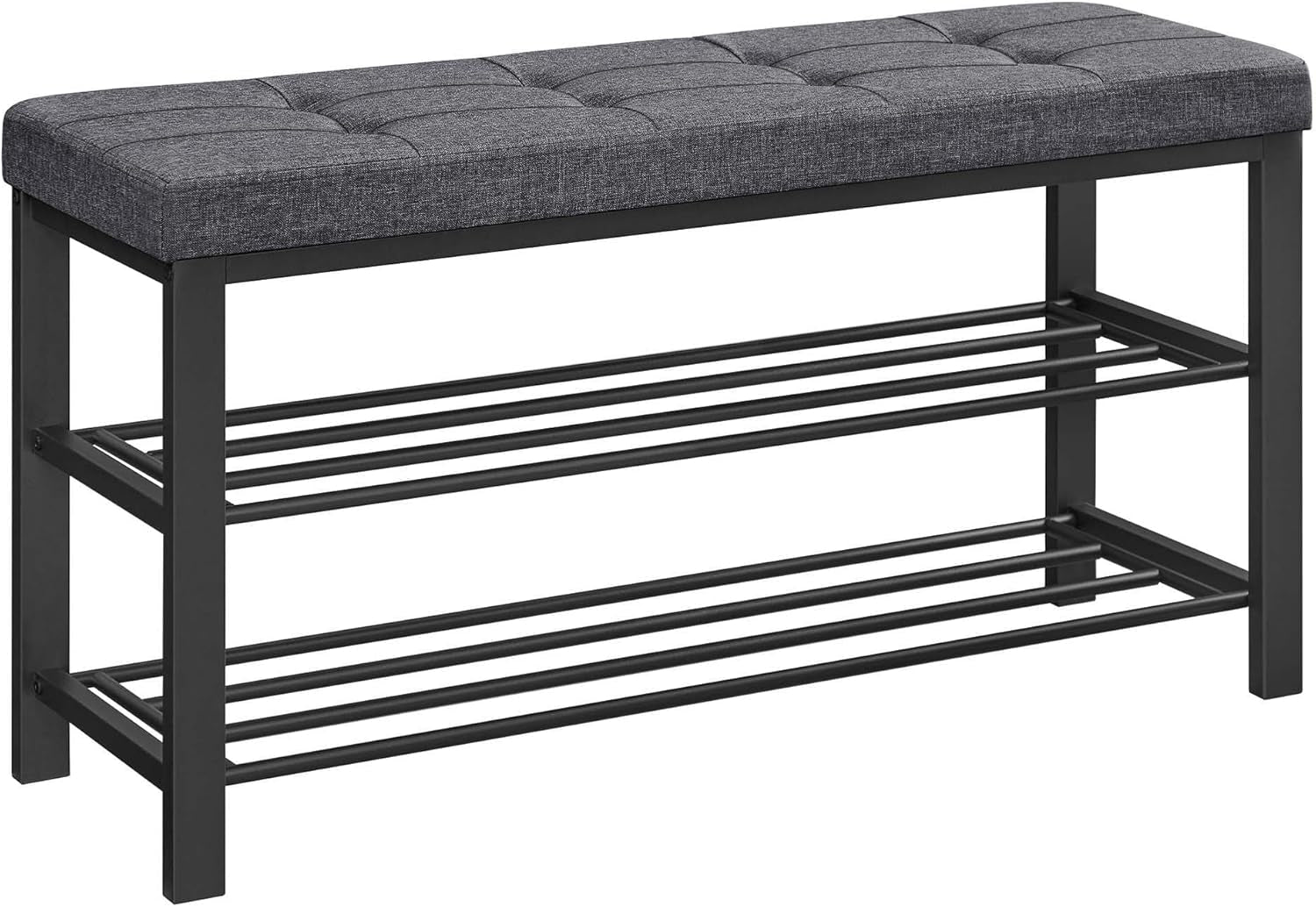 Shoe Bench, Storage Bench, Entryway Bench with Cushion, Shoe Shelf with Seat, Space-Saving, Modern Style, for Living Room, Bedroom, Hallway, Dark Gray and Ink Black ULBS579B33
