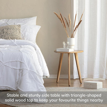 Side Table - Wandsworth Wooden End Table - Exclusively Designed Hand Crafted Small Tables - Contemporary Triangle End Table for Living Room, Bedroom Bedside Tables and Office, Natural