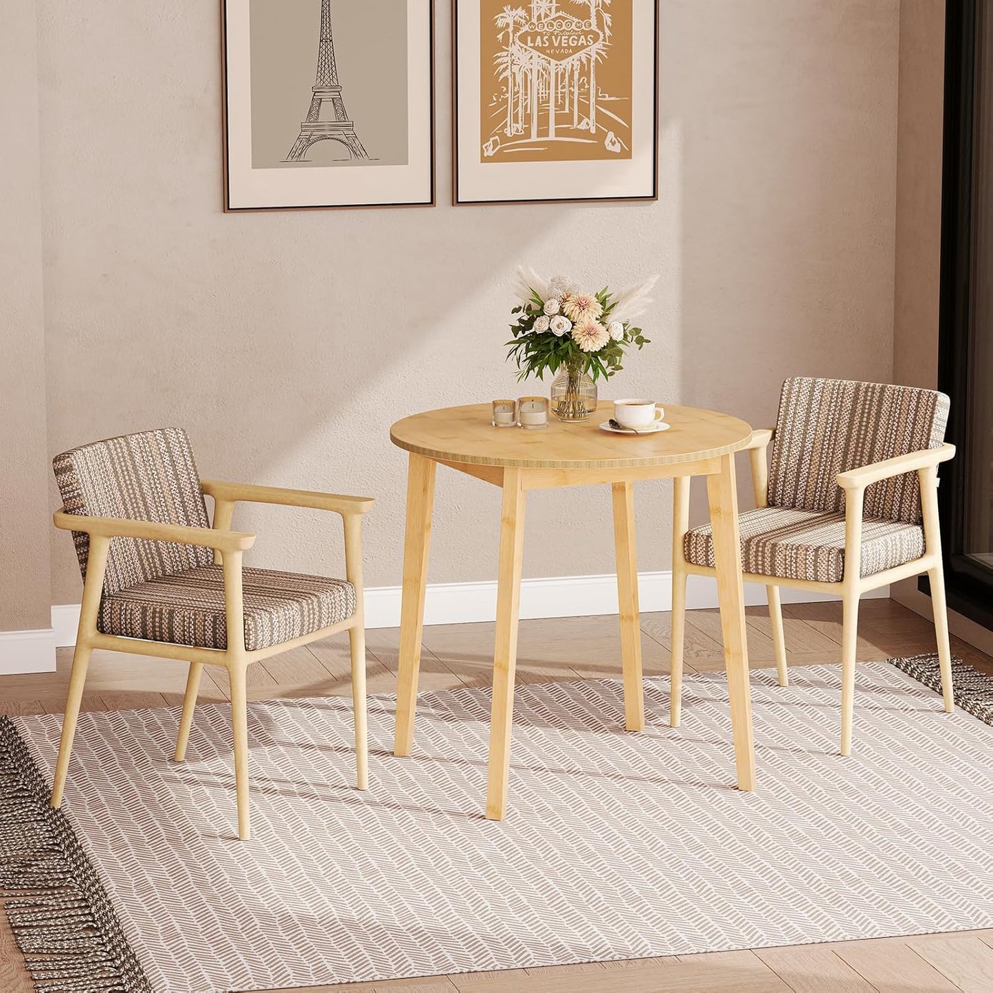 Bamboo Dining Table, round Dining Table for 2, 27.5" Kitchen Table for Small Space, Writing Table, Easy to Assemble, for Dining Room, Living Room, Office, Kitchen, Apartment, Natural YL71CZ01G1