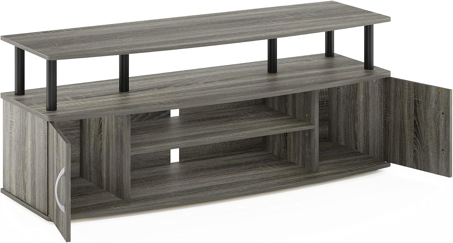 JAYA Large Entertainment Stand for TV up to 55 Inch, French Oak Grey/Black