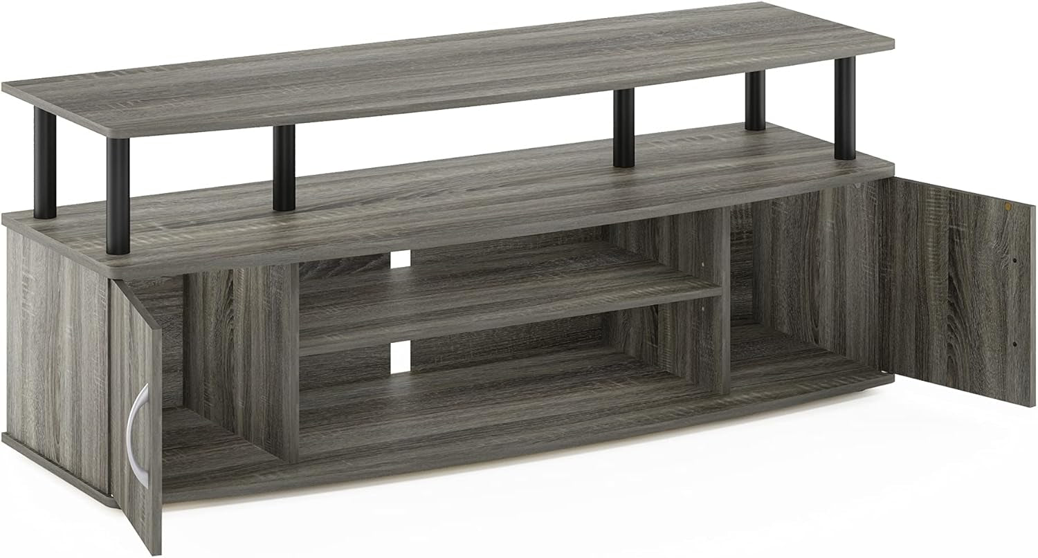 JAYA Large Entertainment Stand for TV up to 55 Inch, French Oak Grey/Black