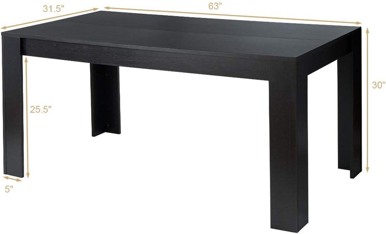 Dining Table for 6, Rectangular Kitchen Table with 330Lbs Capacity, Stable Structure, 63" L X 31.5" W X 30" H Large Farmhouse Center Tables for Dinner, Dinette, Dining Room, Black