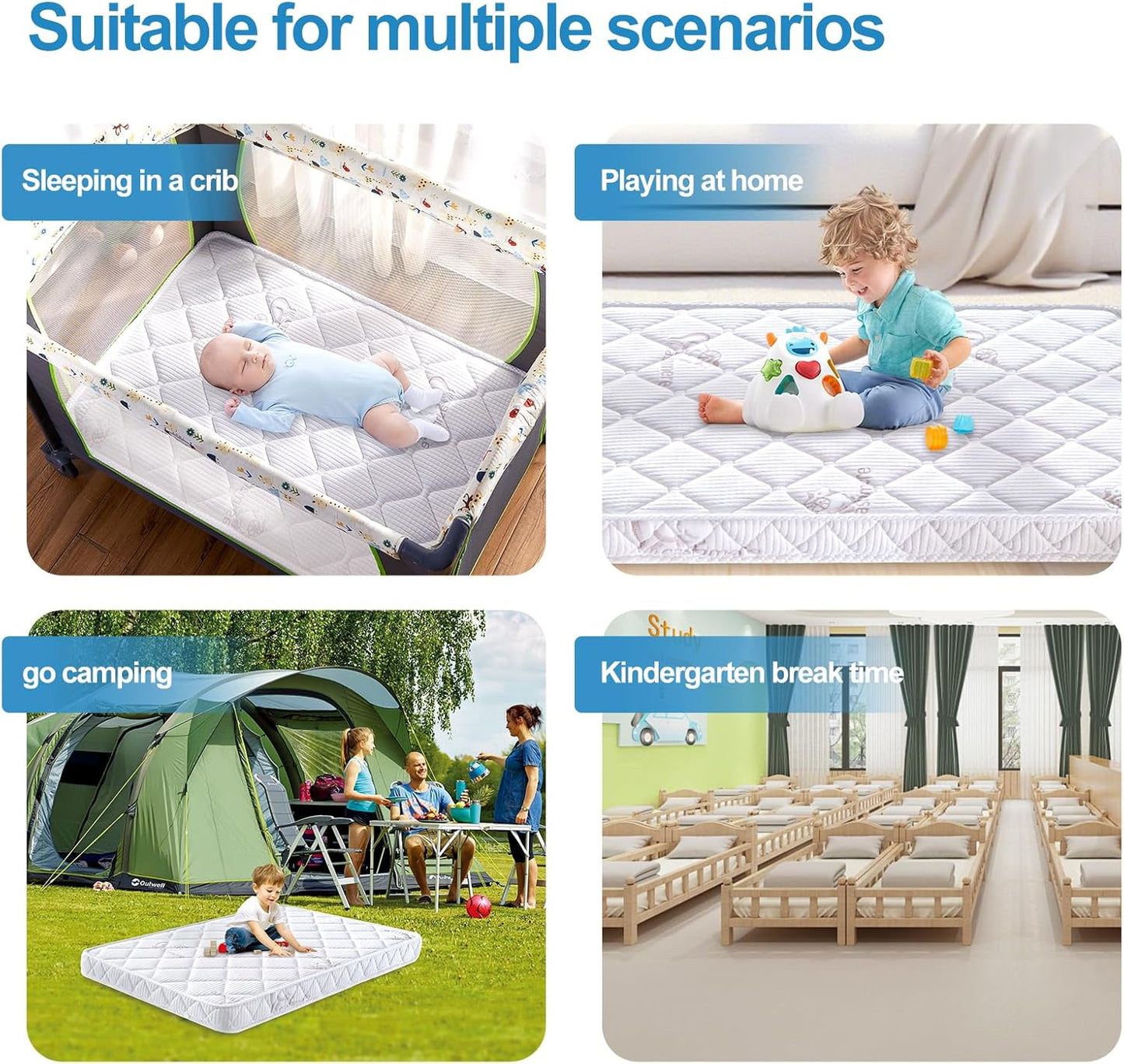 Pack and Play Mattress (38 “X26 ”X1.5),Skin Friendly Fabric, Soft, Breathable and Quiet, Provides Baby Friendly Support and Helps Healthy Spine Development,Pack and Play Topper.