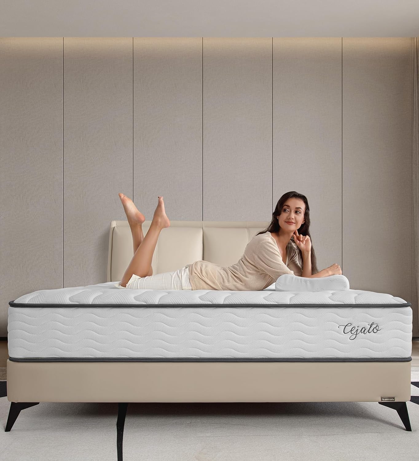 Queen Size Mattresses,10 Inch Memory Foam Hybrid Queen Mattresses in a Box White Mattress with Provide Sleep Support and Pressure Relief,Medium Firm,Certipur-Us.