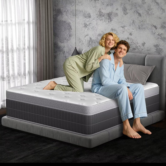 Full Mattress 12 Inch, Individual Wrapped Pocket Springs Zoned Hybrid Mattress with Gel Memory Foam, Ergonomic Pressure Relief, Enhanced Edge Support, Breathable Comfort Night, 365-Night Trial