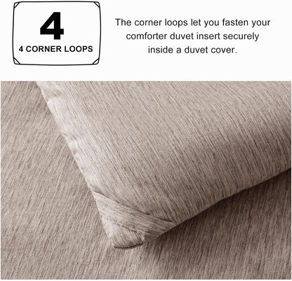 King Size Comforter Set 3 Pieces, Heathered Khaki Soft Luxury King Bedding Sets, Breathable Lightweight down Alternative Comforter with 2 Pillow Shams, All Season Bed Set Gift for Home